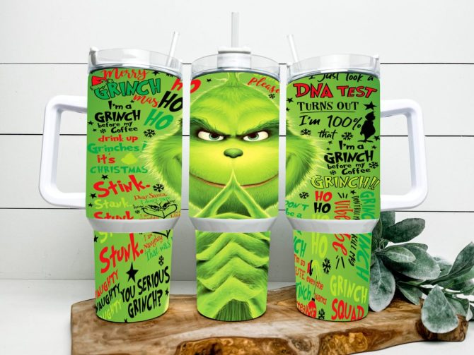 Christmas Grinch Movies Custom Stanley Quencher 40Oz Stainless Steel Tumbler With Handle