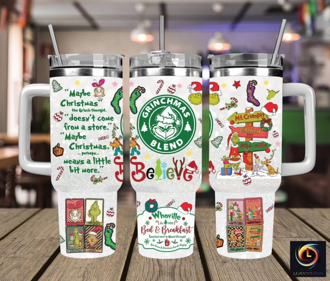 Christmas Grinch Movies Custom Stanley Quencher 40Oz Stainless Steel Tumbler With Handle