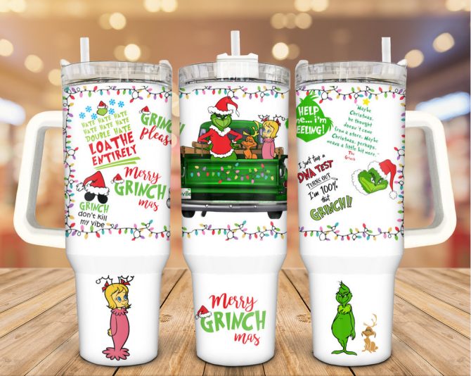 Christmas Grinch Movies Custom Stanley Quencher 40Oz Stainless Steel Tumbler With Handle