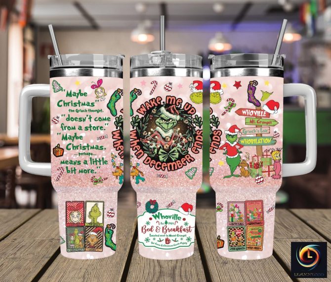 Christmas Grinch Movies Custom Stanley Quencher 40Oz Stainless Steel Tumbler With Handle