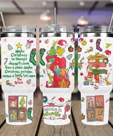 Christmas Grinch Movies Custom Stanley Quencher 40Oz Stainless Steel Tumbler With Handle