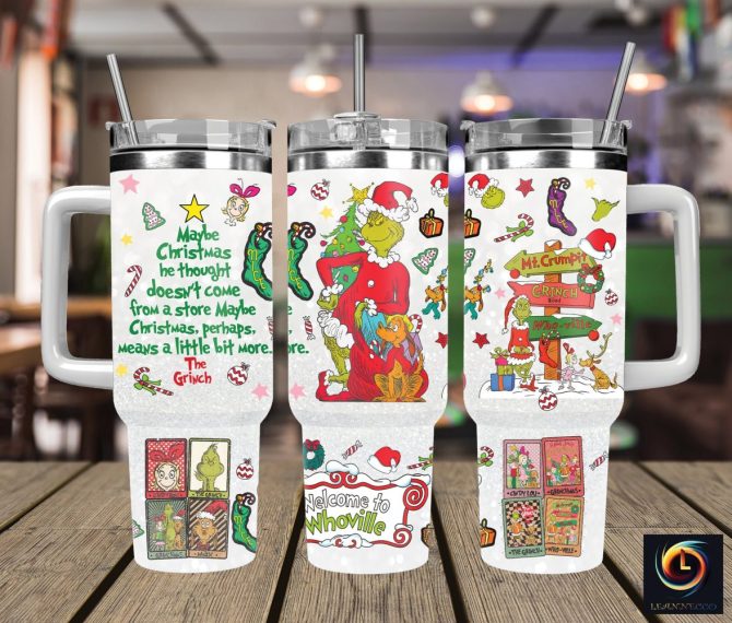 Christmas Grinch Movies Custom Stanley Quencher 40Oz Stainless Steel Tumbler With Handle