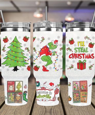 Christmas Grinch Movies Custom Stanley Quencher 40Oz Stainless Steel Tumbler With Handle