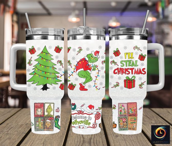 Christmas Grinch Movies Custom Stanley Quencher 40Oz Stainless Steel Tumbler With Handle
