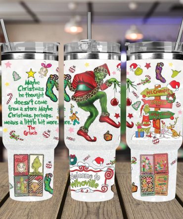 Christmas Grinch Movies Custom Stanley Quencher 40Oz Stainless Steel Tumbler With Handle
