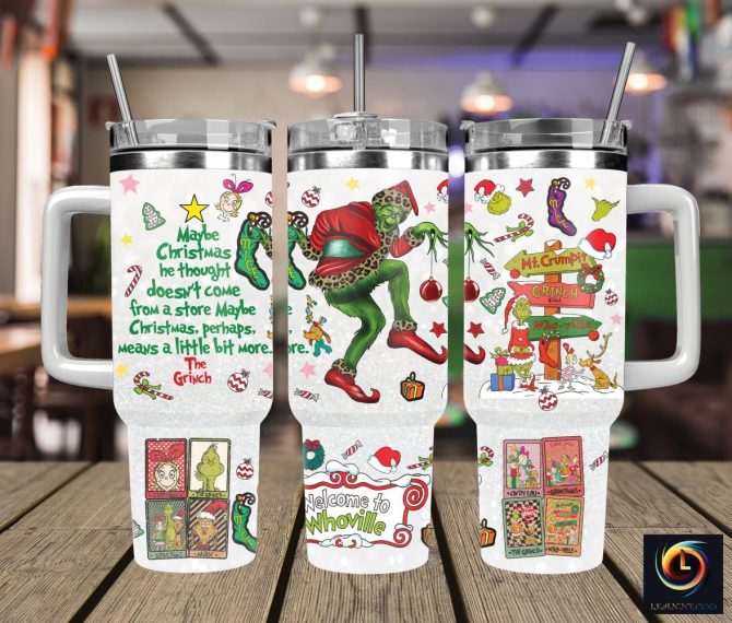 Christmas Grinch Movies Custom Stanley Quencher 40Oz Stainless Steel Tumbler With Handle