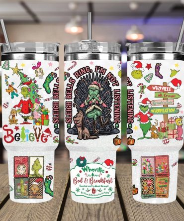 Christmas Grinch Movies Custom Stanley Quencher 40Oz Stainless Steel Tumbler With Handle