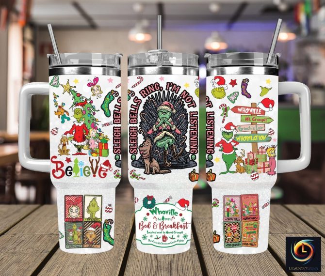 Christmas Grinch Movies Custom Stanley Quencher 40Oz Stainless Steel Tumbler With Handle