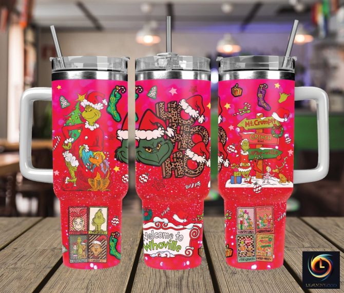 Christmas Grinch Movies Custom Stanley Quencher 40Oz Stainless Steel Tumbler With Handle