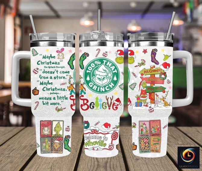 Christmas Grinch Movies Custom Stanley Quencher 40Oz Stainless Steel Tumbler With Handle