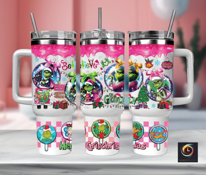 Christmas Grinch Movies Custom Stanley Quencher 40Oz Stainless Steel Tumbler With Handle