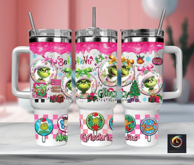 Christmas Grinch Movies Custom Stanley Quencher 40Oz Stainless Steel Tumbler With Handle