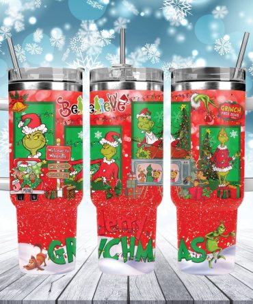 Christmas Grinch Movies Custom Stanley Quencher 40Oz Stainless Steel Tumbler With Handle