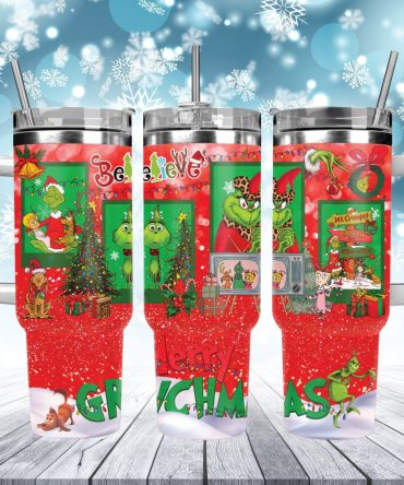 Christmas Grinch Movies Custom Stanley Quencher 40Oz Stainless Steel Tumbler With Handle