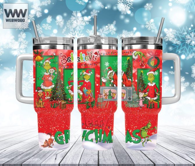 Christmas Grinch Movies Custom Stanley Quencher 40Oz Stainless Steel Tumbler With Handle