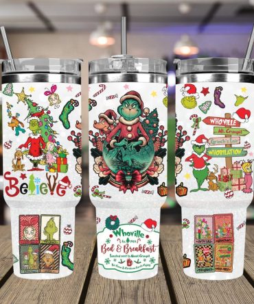 Christmas Grinch Movies Custom Stanley Quencher 40Oz Stainless Steel Tumbler With Handle