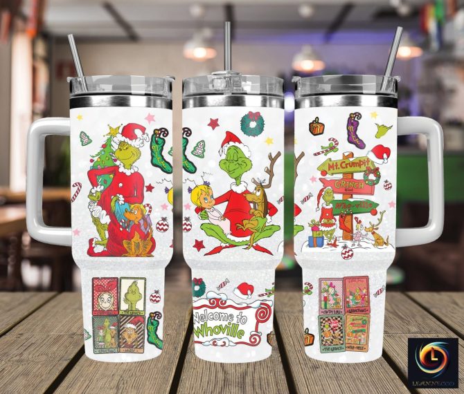 Christmas Grinch Movies Custom Stanley Quencher 40Oz Stainless Steel Tumbler With Handle