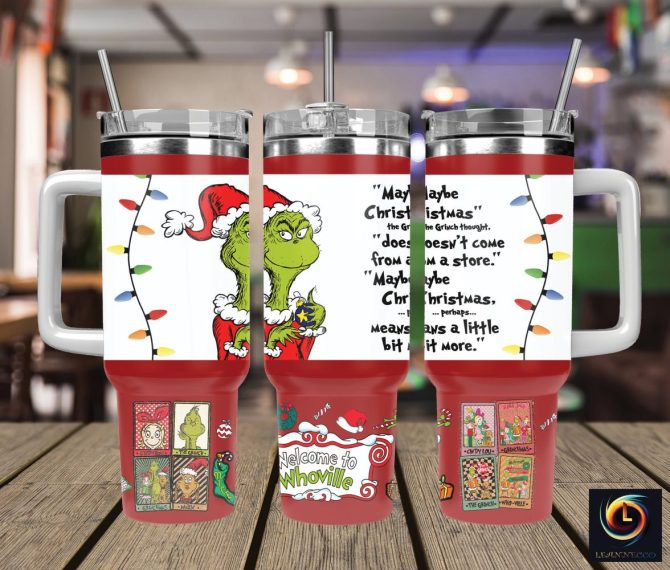 Christmas Grinch Movies Custom Stanley Quencher 40Oz Stainless Steel Tumbler With Handle