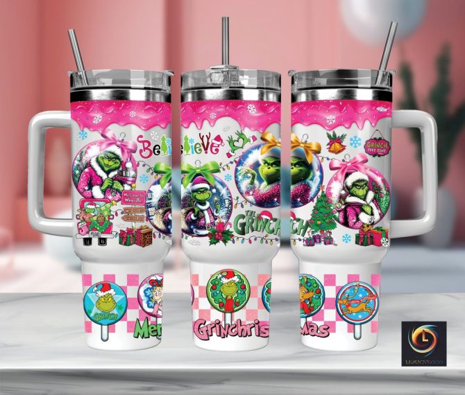 Christmas Grinch Movies Custom Stanley Quencher 40Oz Stainless Steel Tumbler With Handle