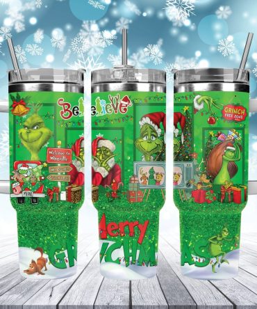 Christmas Grinch Movies Custom Stanley Quencher 40Oz Stainless Steel Tumbler With Handle