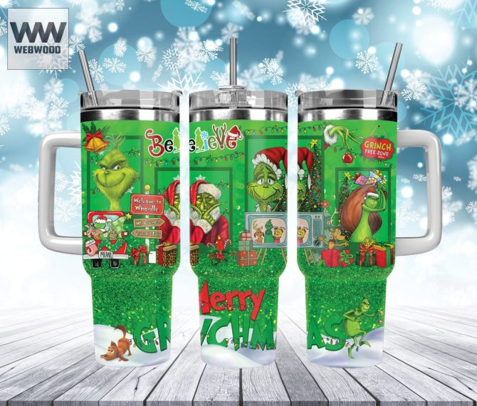 Christmas Grinch Movies Custom Stanley Quencher 40Oz Stainless Steel Tumbler With Handle