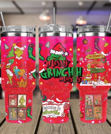 Christmas Grinch Movies Custom Stanley Quencher 40Oz Stainless Steel Tumbler With Handle