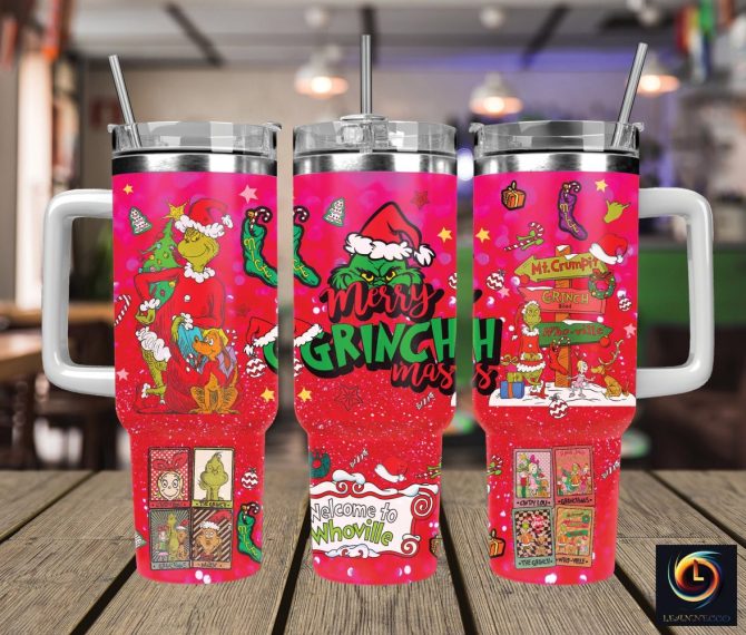 Christmas Grinch Movies Custom Stanley Quencher 40Oz Stainless Steel Tumbler With Handle