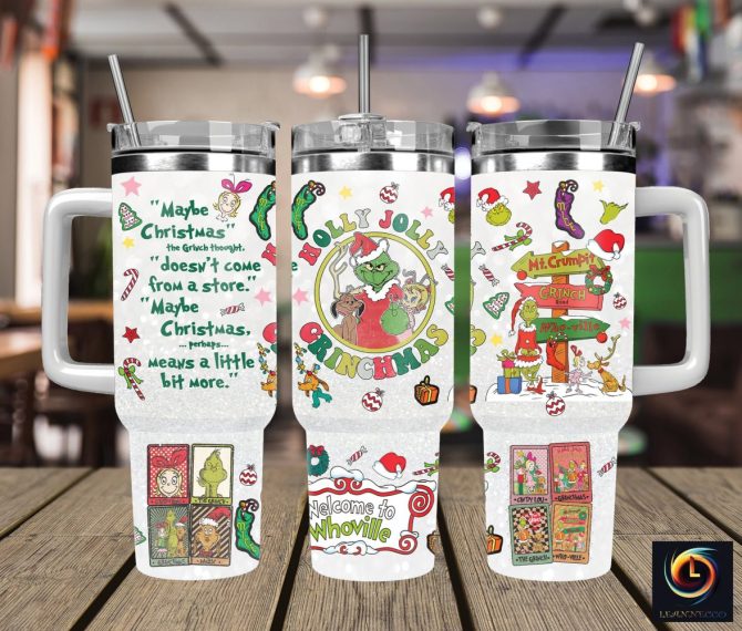 Christmas Grinch Movies Custom Stanley Quencher 40Oz Stainless Steel Tumbler With Handle