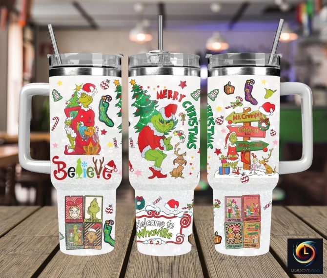 Christmas Grinch Movies Custom Stanley Quencher 40Oz Stainless Steel Tumbler With Handle