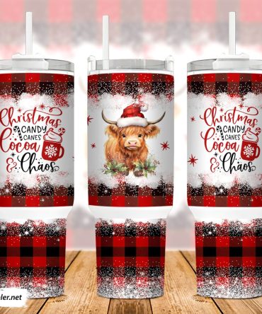 Christmas Highland Cow Custom Stanley Quencher 40Oz Stainless Steel Tumbler With Handle