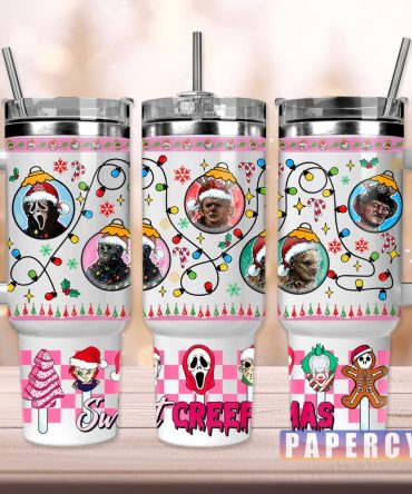 Christmas Horror Characters Custom Stanley Quencher 40Oz Stainless Steel Tumbler With Handle