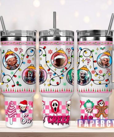 Christmas Horror Characters Custom Stanley Quencher 40Oz Stainless Steel Tumbler With Handle