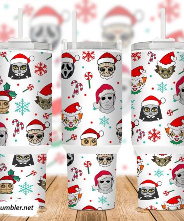 Christmas Horror Characters Movies Custom Stanley Quencher 40Oz Stainless Steel Tumbler With Handle