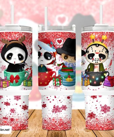 Christmas Horror Characters Movies Custom Stanley Quencher 40Oz Stainless Steel Tumbler With Handle