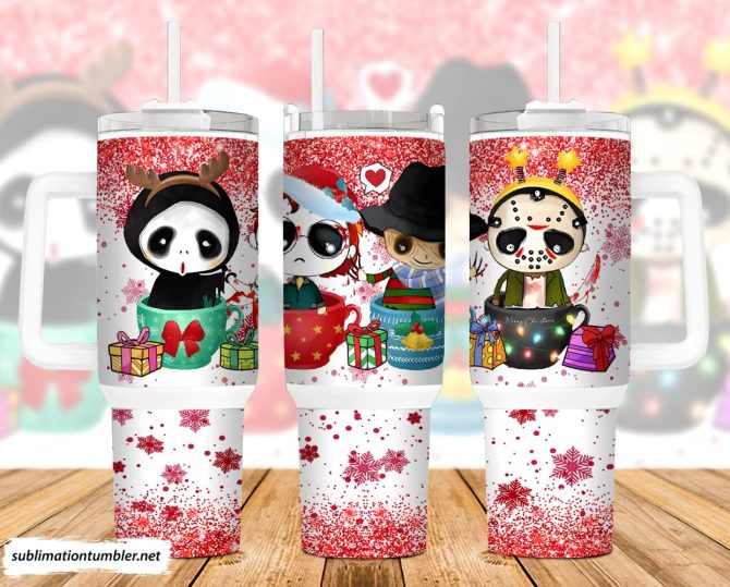 Christmas Horror Characters Movies Custom Stanley Quencher 40Oz Stainless Steel Tumbler With Handle