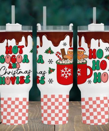 Christmas Hot Cocoa And Movies Custom Stanley Quencher 40Oz Stainless Steel Tumbler With Handle