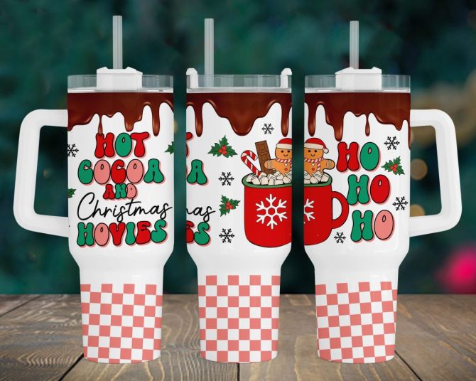 Christmas Hot Cocoa And Movies Custom Stanley Quencher 40Oz Stainless Steel Tumbler With Handle