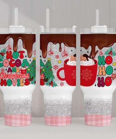 Christmas Hot Cocoa And Movies Custom Stanley Quencher 40Oz Stainless Steel Tumbler With Handle