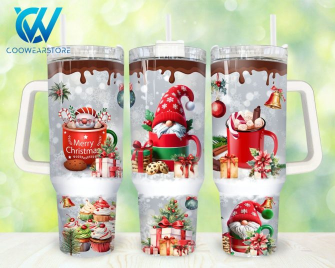 Christmas Hot Cocoa Custom Stanley Quencher 40Oz Stainless Steel Tumbler With Handle
