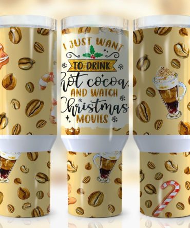 Christmas Hot Cocoa Custom Stanley Quencher 40Oz Stainless Steel Tumbler With Handle