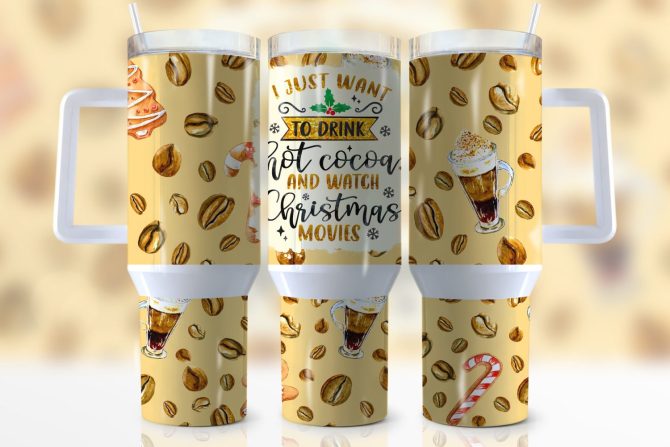Christmas Hot Cocoa Custom Stanley Quencher 40Oz Stainless Steel Tumbler With Handle