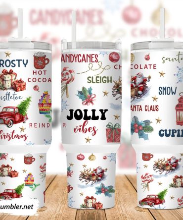 Christmas Jolly Vibes Custom Stanley Quencher 40Oz Stainless Steel Tumbler With Handle