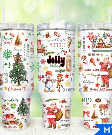 Christmas Jolly Vibes Custom Stanley Quencher 40Oz Stainless Steel Tumbler With Handle