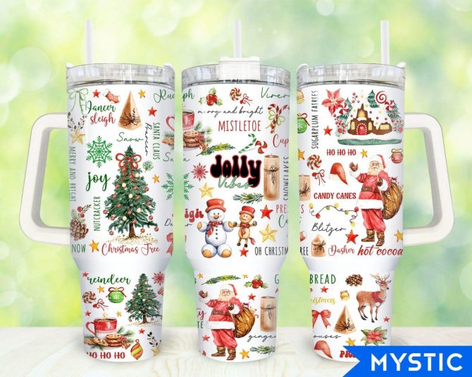 Christmas Jolly Vibes Custom Stanley Quencher 40Oz Stainless Steel Tumbler With Handle