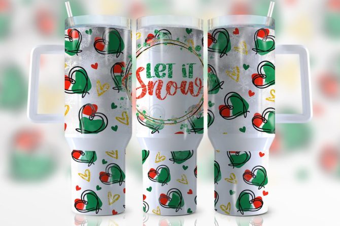 Christmas Let It Snow Custom Stanley Quencher 40Oz Stainless Steel Tumbler With Handle