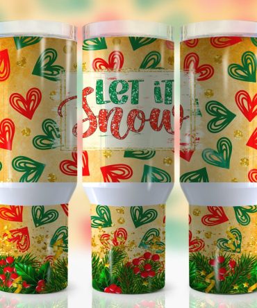Christmas Let It Snow Custom Stanley Quencher 40Oz Stainless Steel Tumbler With Handle