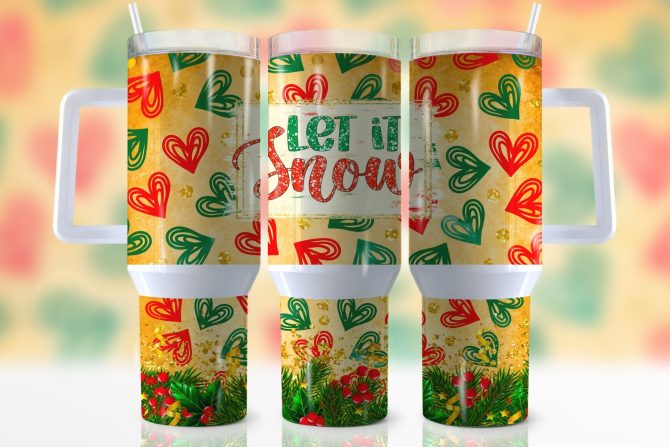 Christmas Let It Snow Custom Stanley Quencher 40Oz Stainless Steel Tumbler With Handle