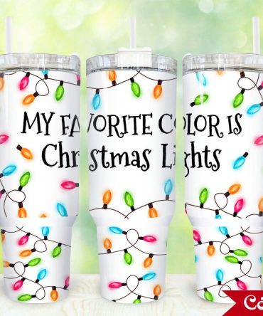 Christmas Lights Custom Stanley Quencher 40Oz Stainless Steel Tumbler With Handle