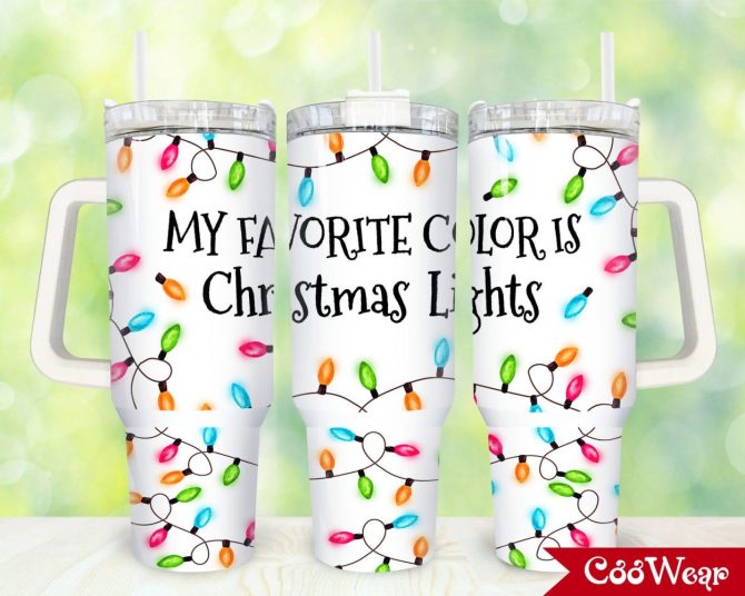Christmas Lights Custom Stanley Quencher 40Oz Stainless Steel Tumbler With Handle
