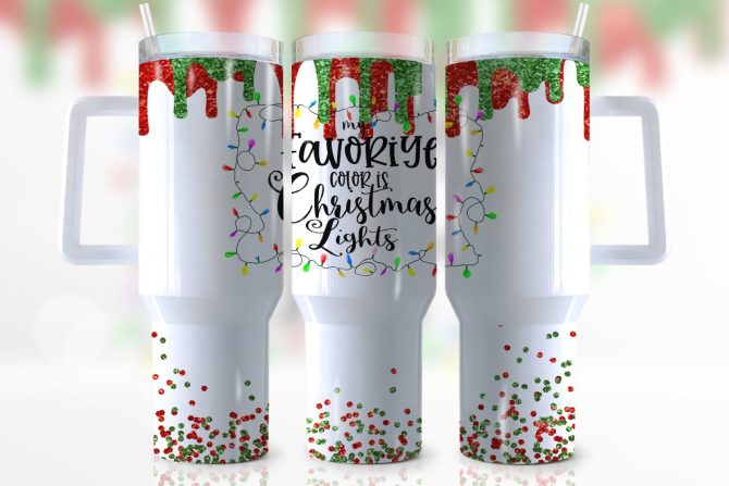 Christmas Lights Custom Stanley Quencher 40Oz Stainless Steel Tumbler With Handle